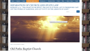 Website of Old Paths Baptist Church "Separation of Church and State Law Ministry"
