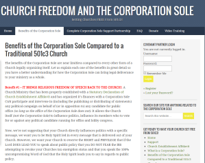 This is the webpage being analyzed. Click the above image to go to the "Church Freedom and the Corporation Sole" website