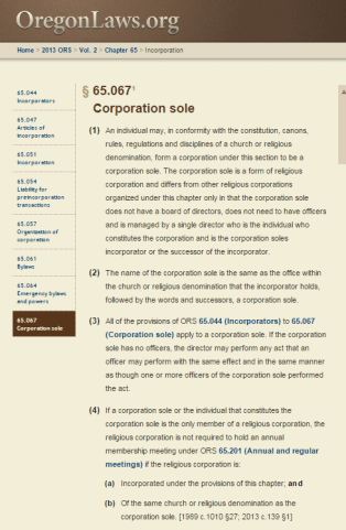 Oregon Revised Statutes Section 65.067. Click the above image to go directly to statute.