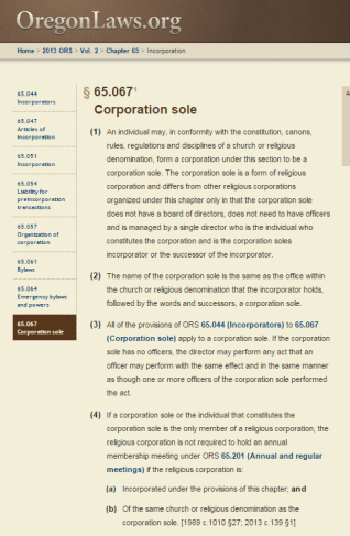 Oregon Revised Statutes Section 65.067. Click the above image to go directly to statute.