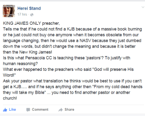 Another ridiculous argument against the King James Bible refuted on Facebook.